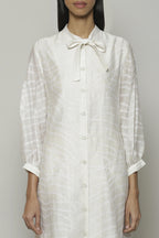 Fern Crewel Embroidered Silk X Cotton Tunic Ivory