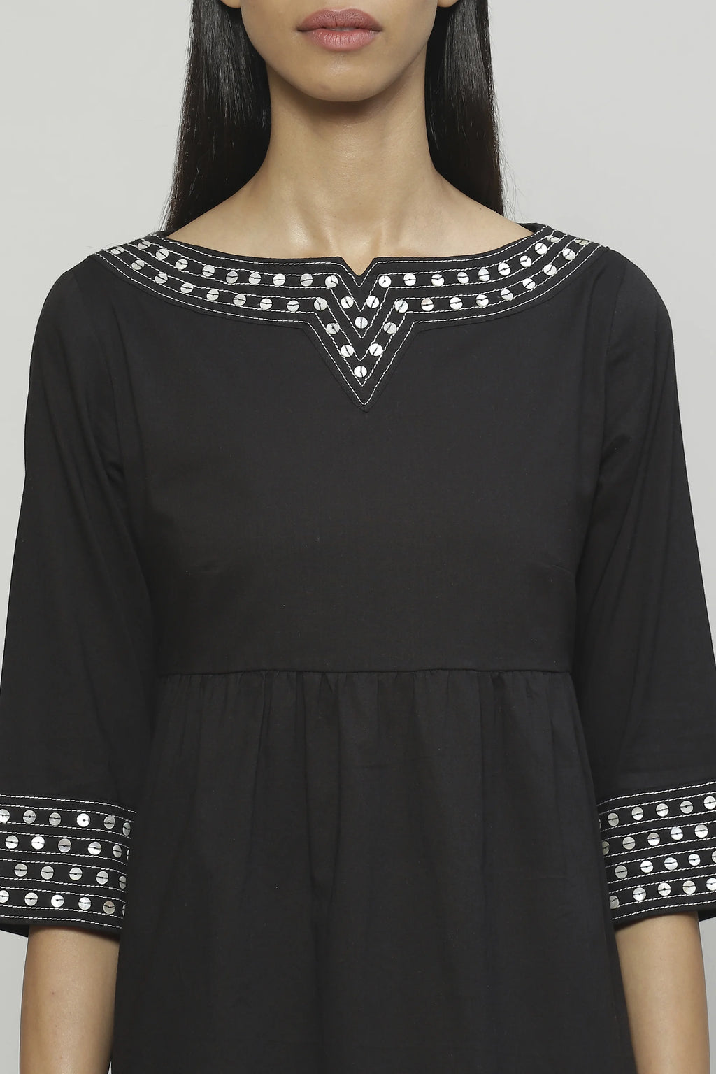 Mother Of Pearl Embroidered Cambric Tunic Black