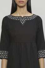 Mother Of Pearl Embroidered Cambric Tunic Black