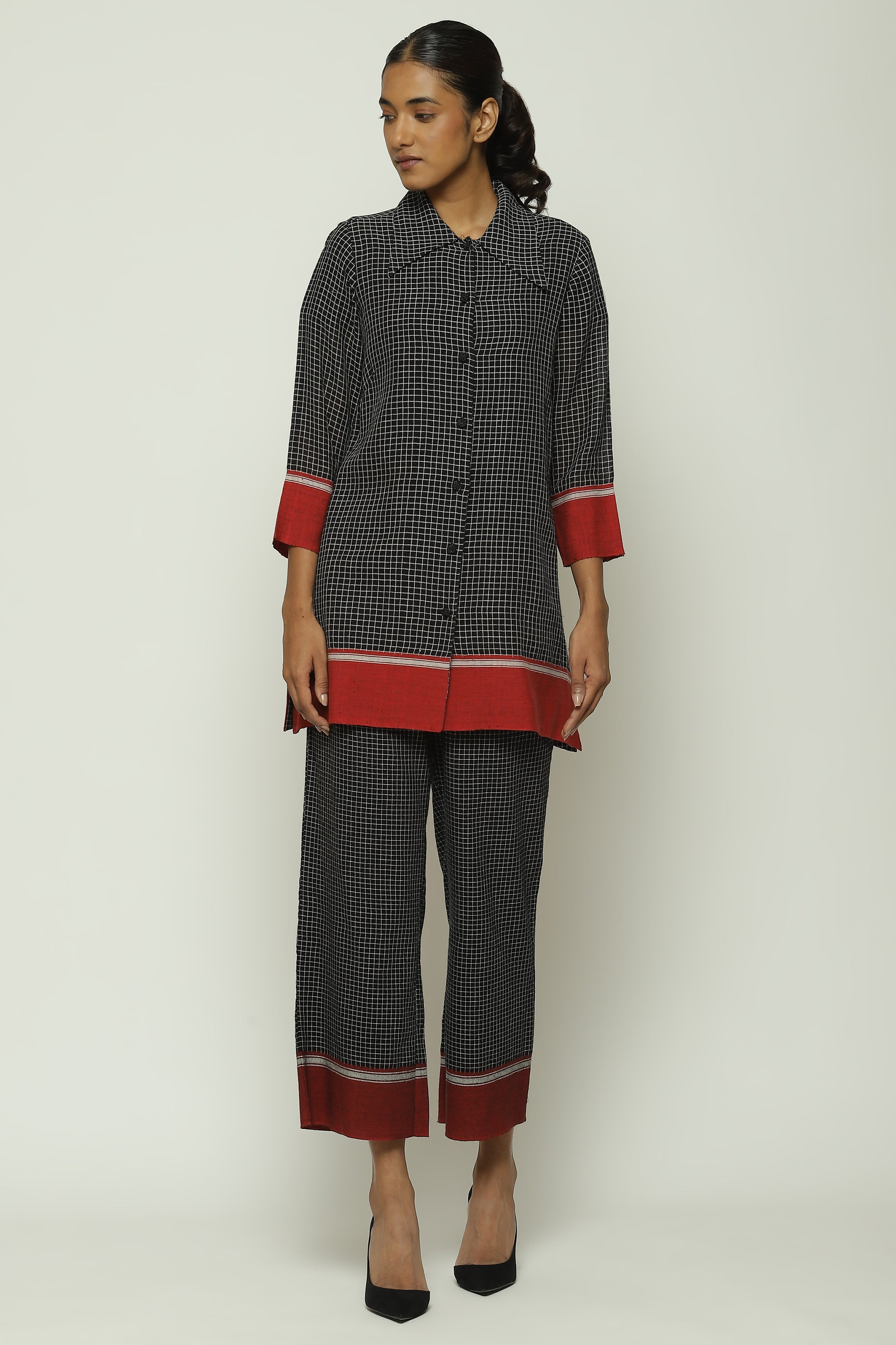 Chettinad Checks Red Border Shirt