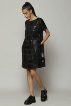 Square Sequin Luxe Voile Dress Black