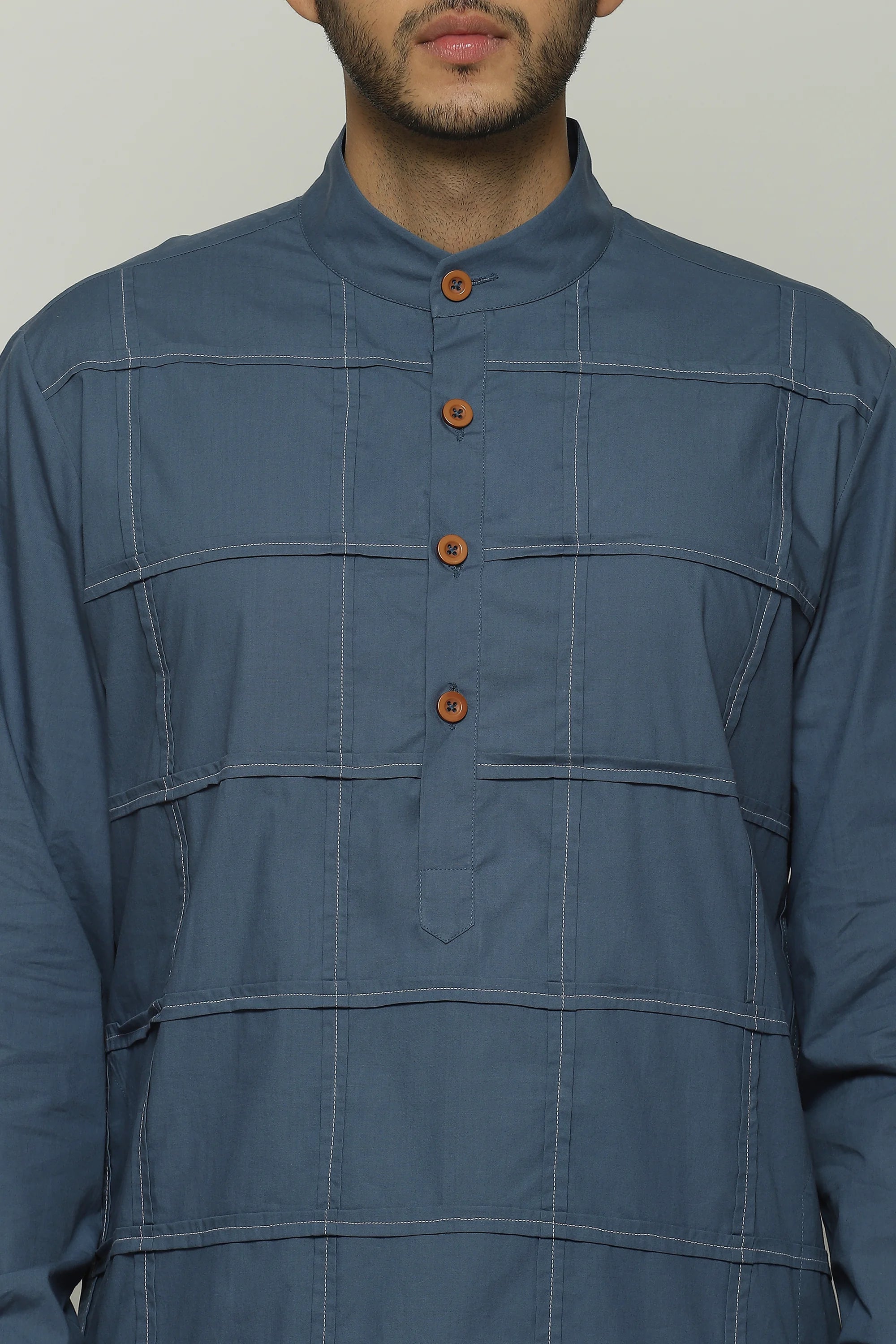 Pleated Checks Long Kurta
