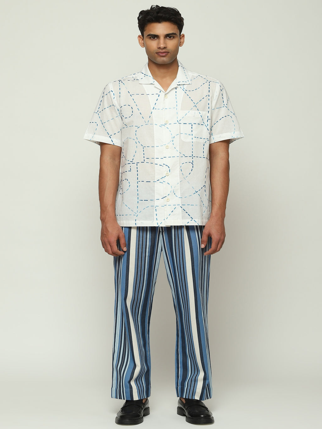 Woven Indigo Stripes Trouser