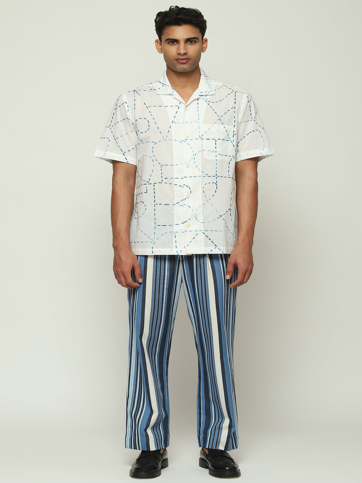 Woven Indigo Stripes Trouser