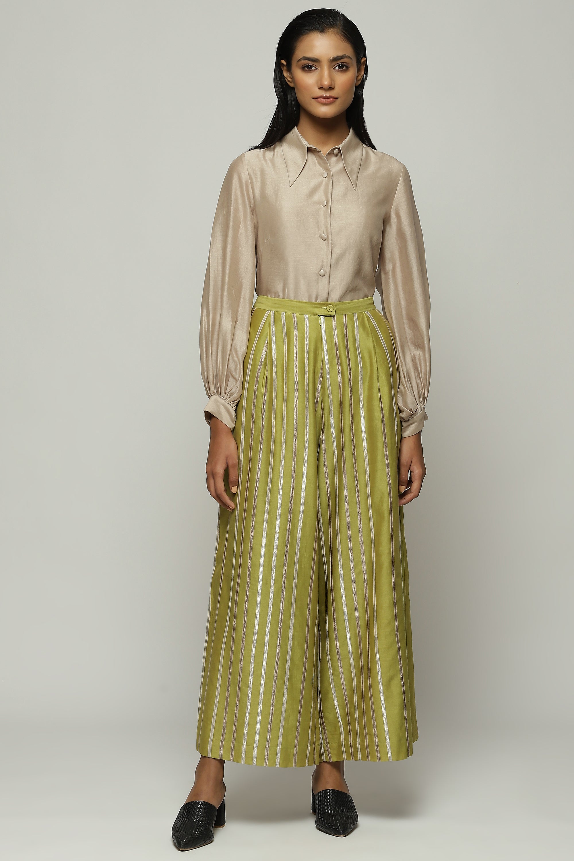 Tonal Lace Trim Trouser