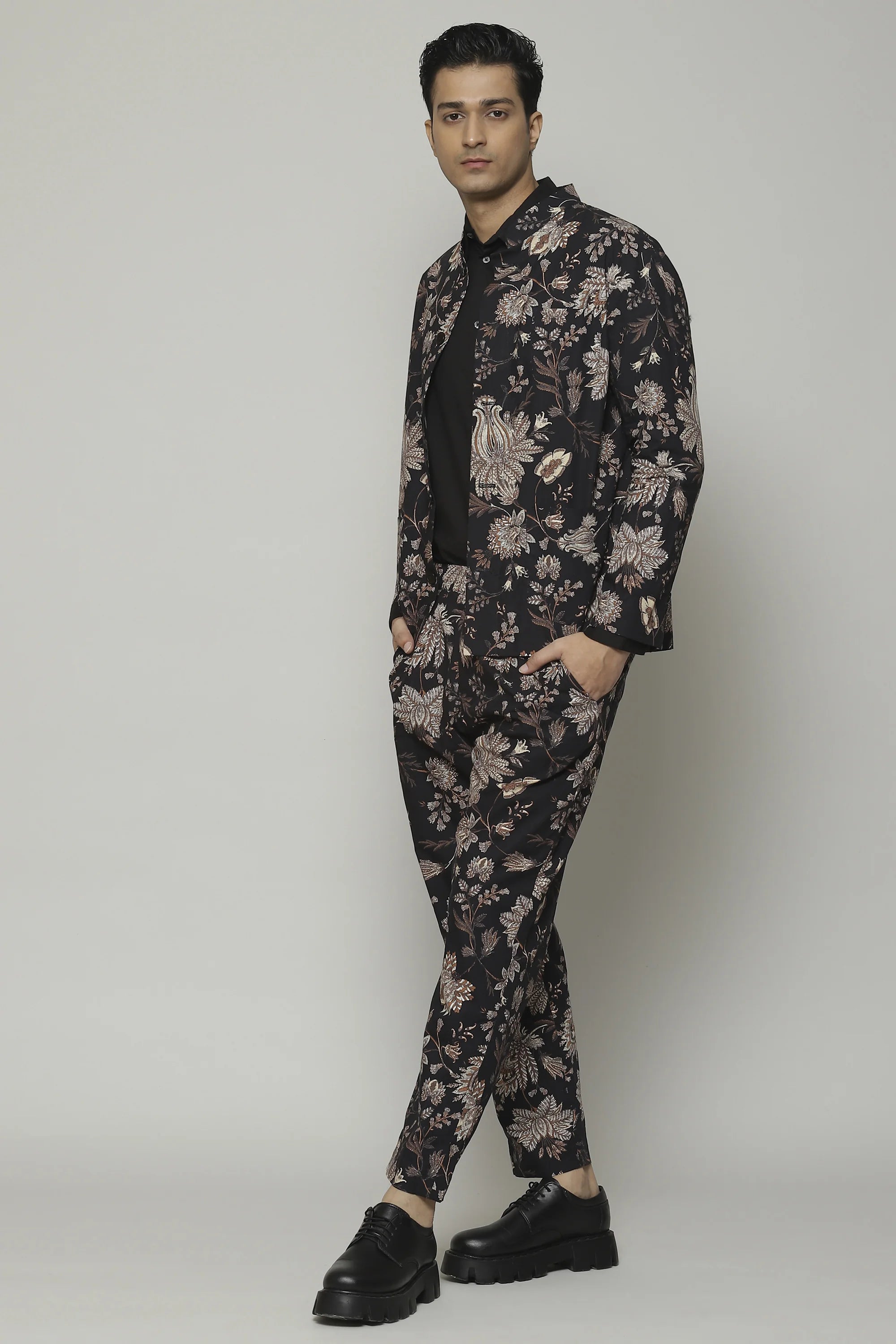 Chintz Print Cottonpoplin Trouser Black