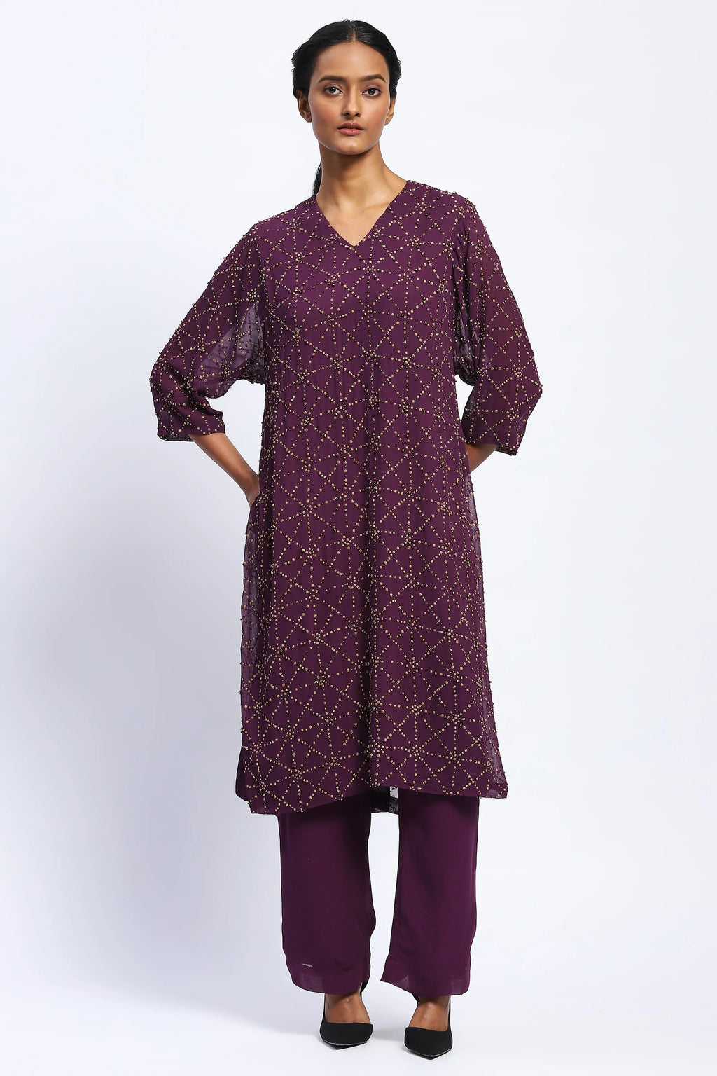 Embroidered Jaali Kurta