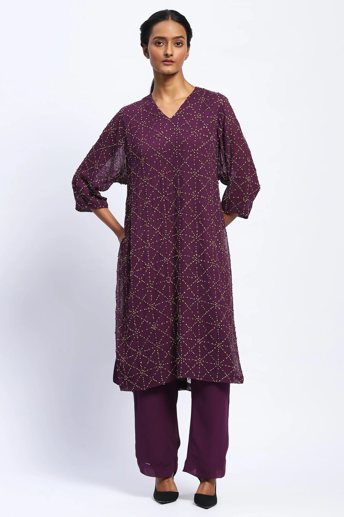 Embroidered Jaali Kurta