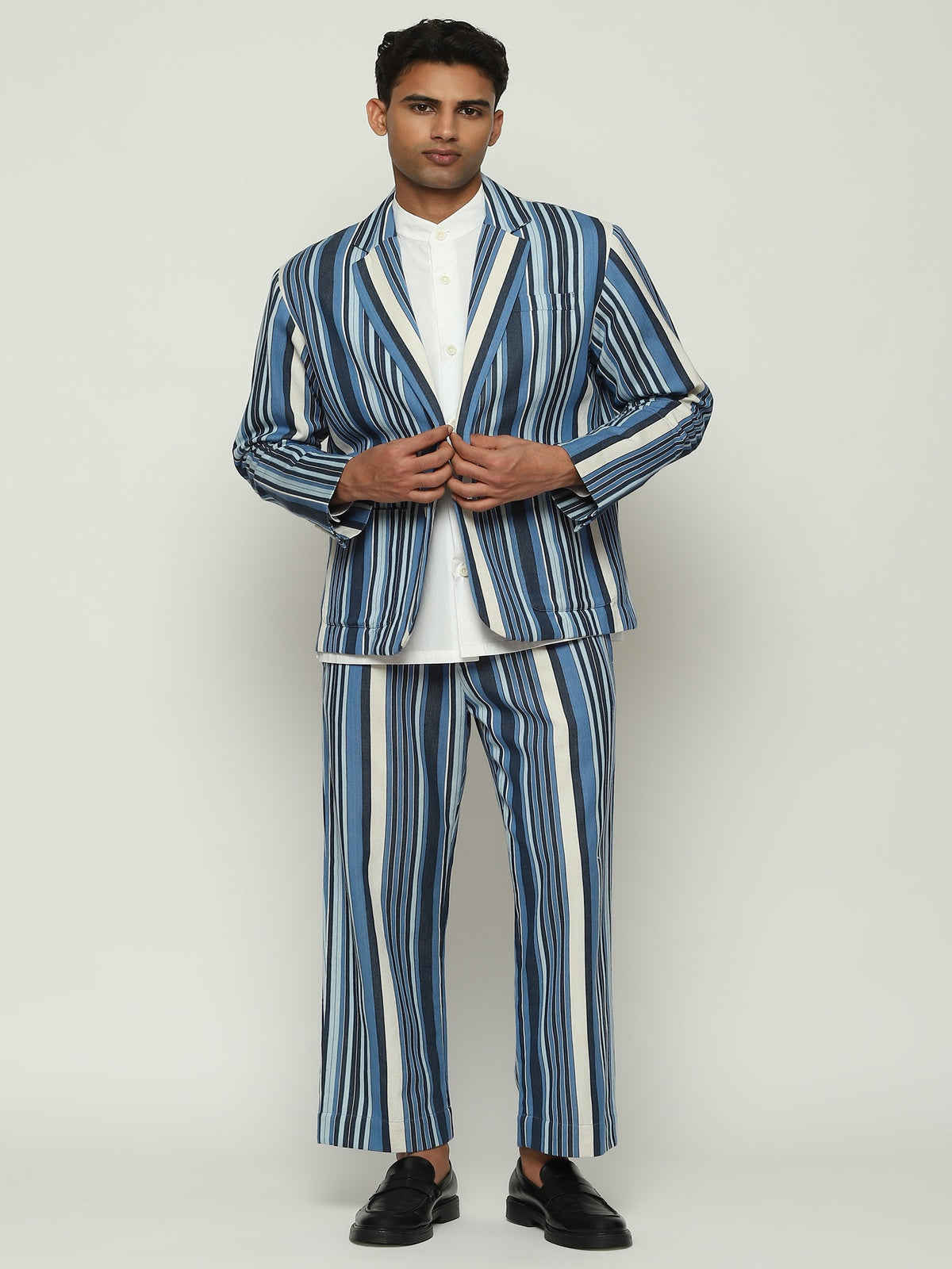 Woven Indigo Stripes Jacket