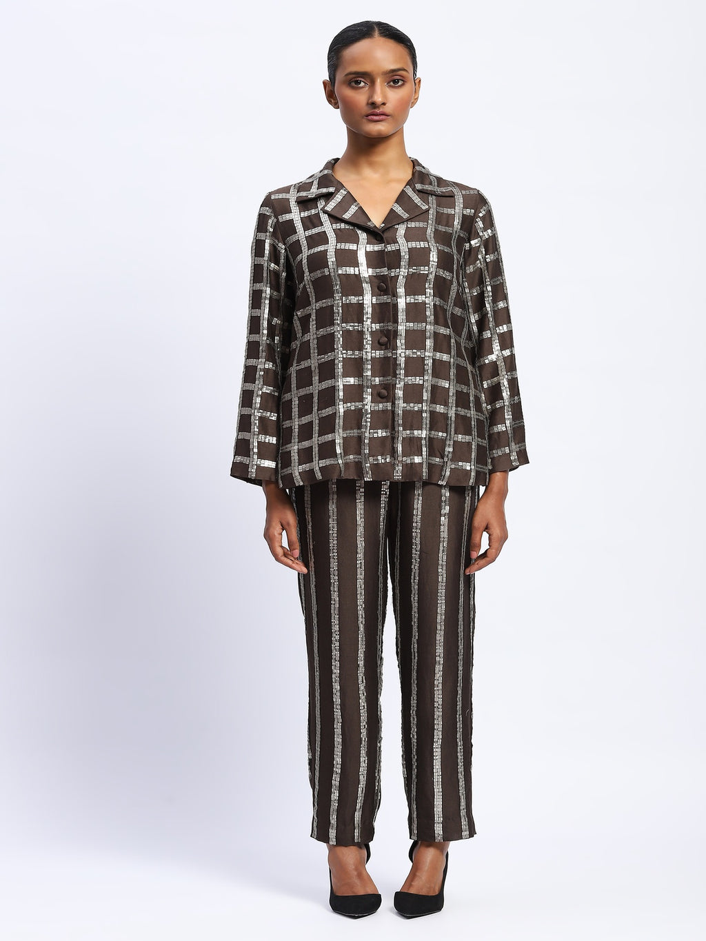 Sequin Windowpane Jacket