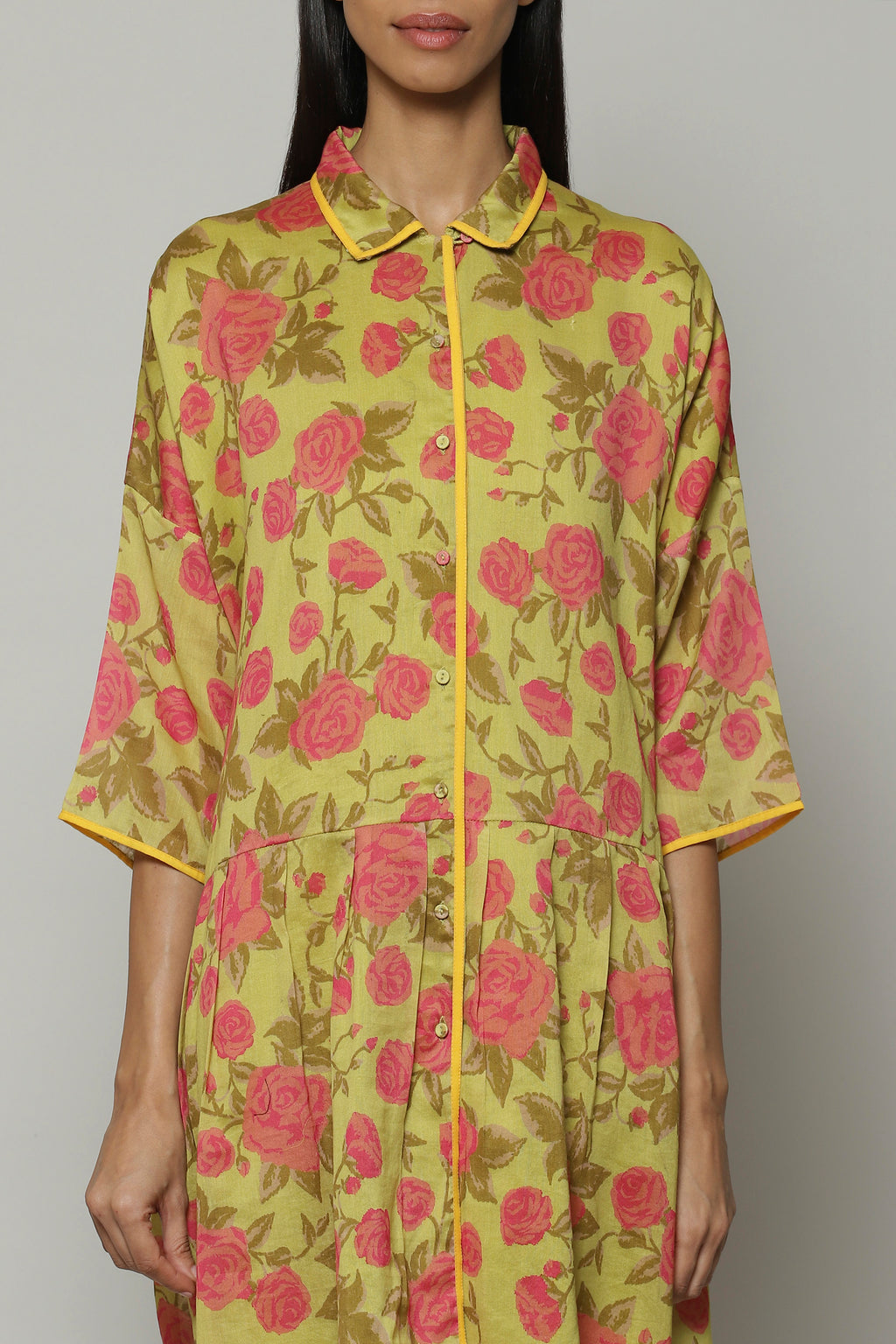 Kenzo Print Silk X Cotton Tunic Lime-Pink