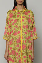 Kenzo Print Silk X Cotton Tunic Lime-Pink