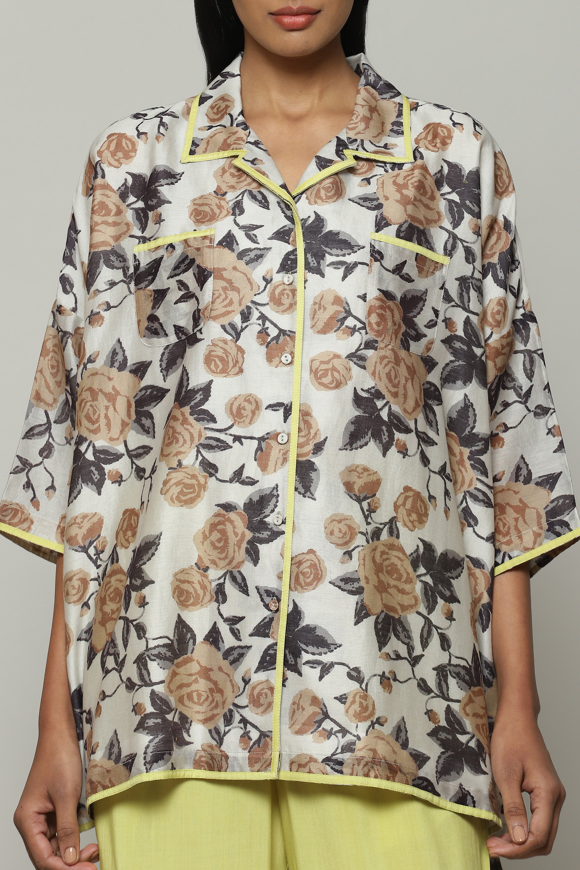 Kenzo Print Silk X Cotton Shirt Ivory-Parchment