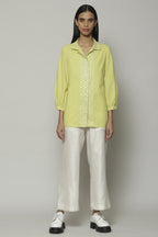 Mother Of Pearl Embroidered Cambric Shirt Lime