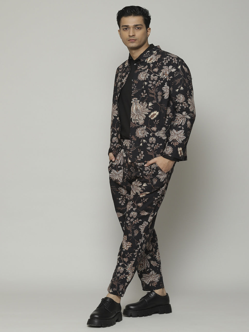 Chintz Print Cottonpoplin Trouser Black