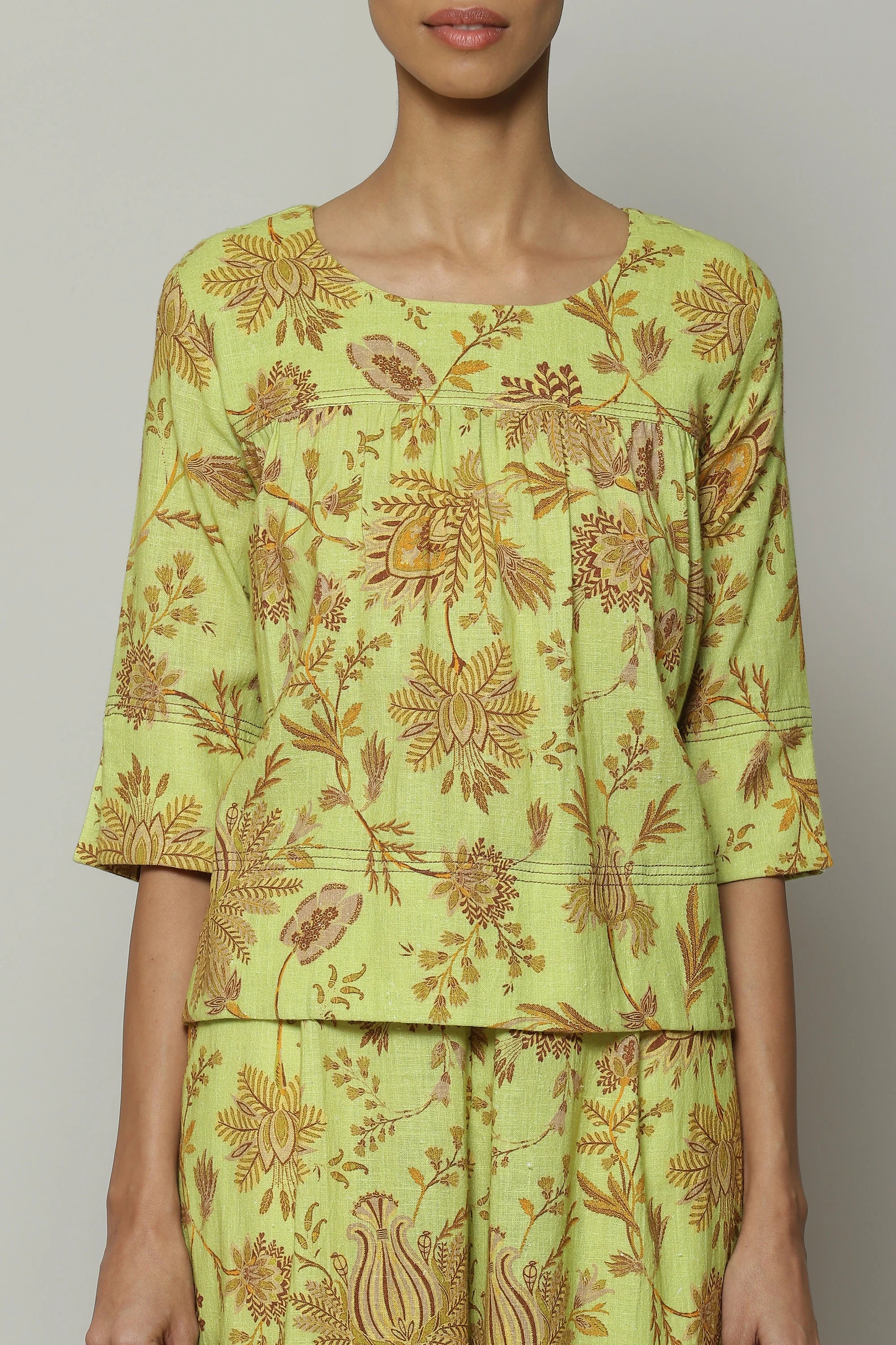 Chintz Print Handspun Handwoven Cotton Top Citrus
