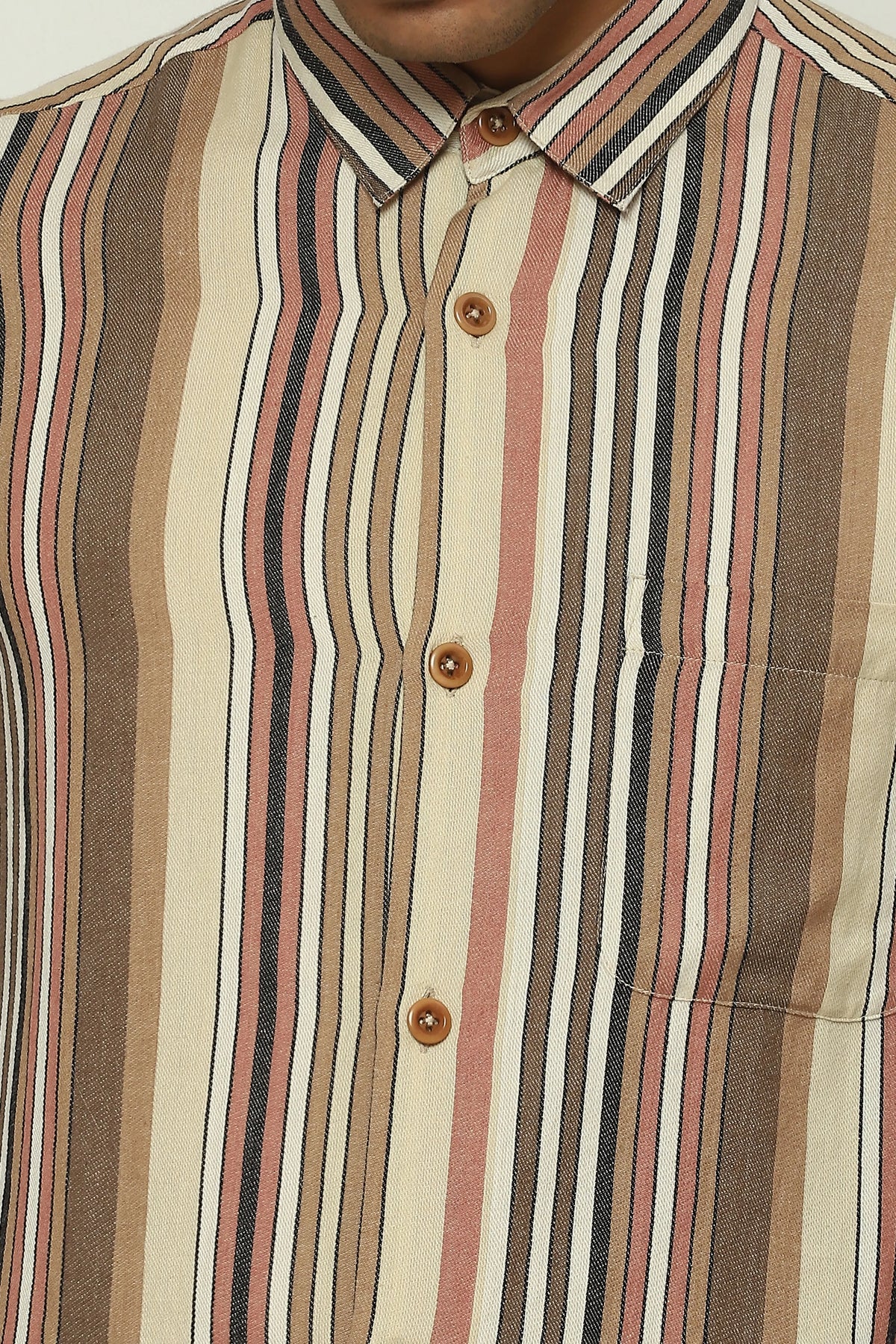 Woven Neutral Stripes Shirt