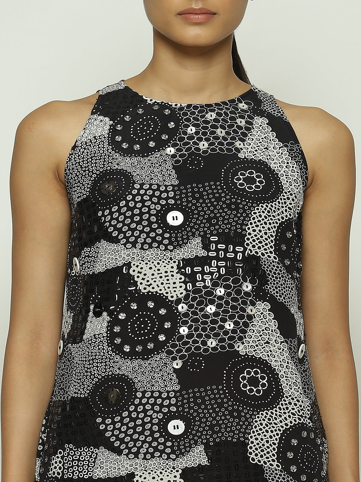 Multi Dots Black Dress