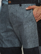 Denim Printed Patchwork Trouser