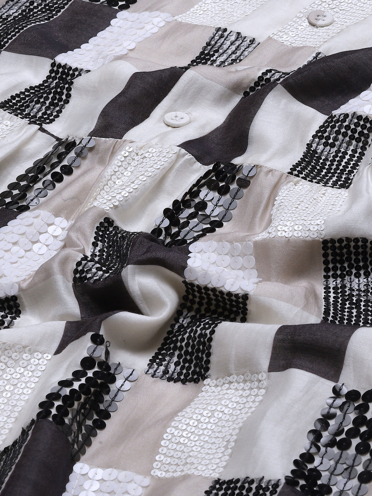 Print & Sequins Blocks (B/W) Dress