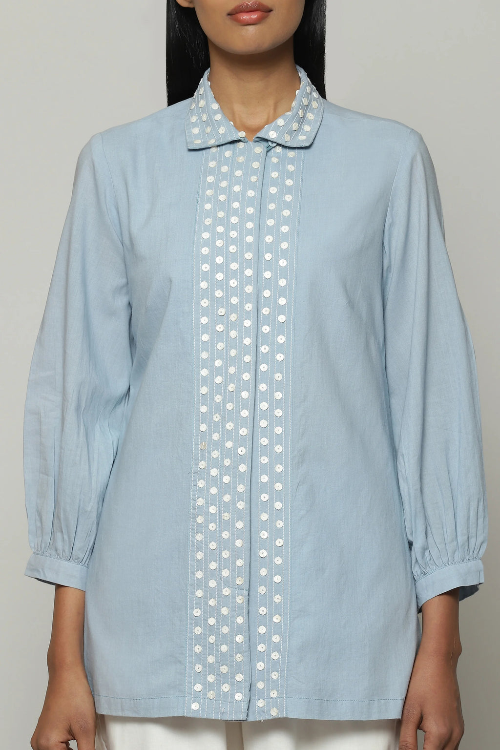 Mother Of Pearl Embroidered Cambric Shirt Carolina