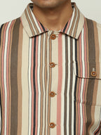 Woven Neutral Stripes Jacket