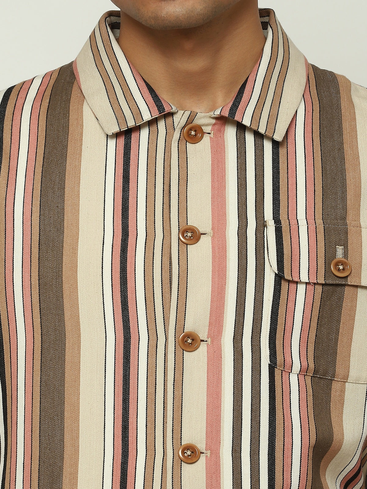 Woven Neutral Stripes Jacket