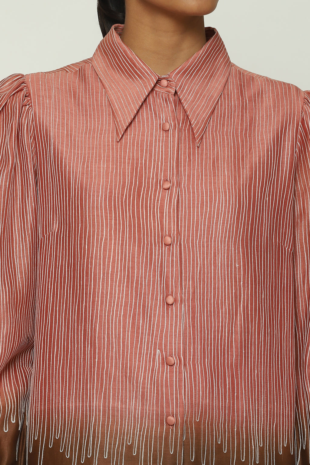 Ombre Crewel Embroidery Shirt