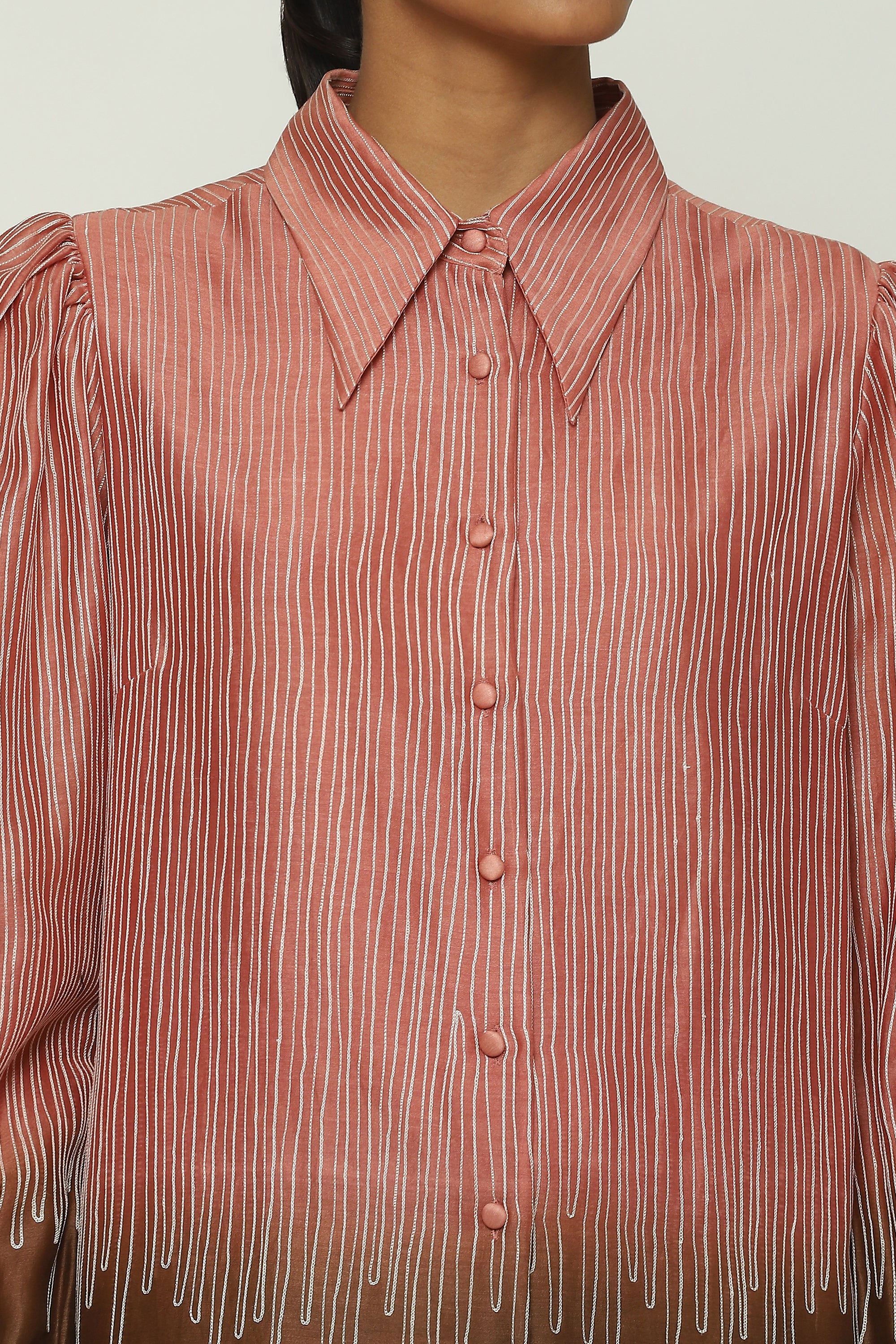 Ombre Crewel Embroidery Shirt
