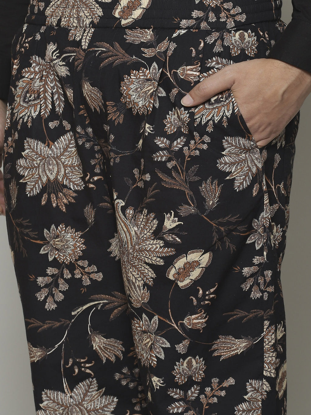 Chintz Print Cottonpoplin Trouser Black