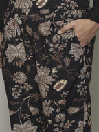 Chintz Print Cottonpoplin Trouser Black
