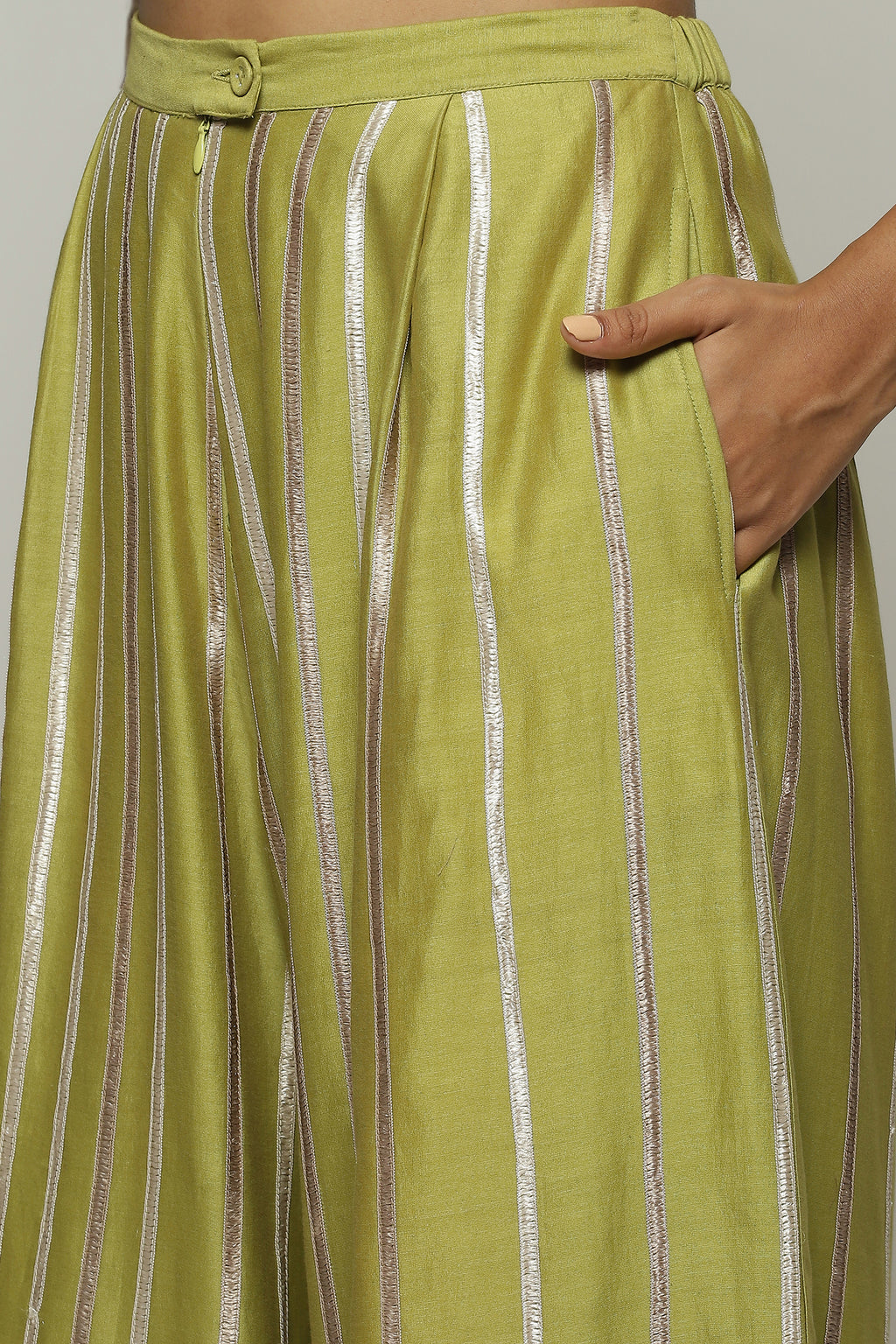 Tonal Lace Trim Trouser