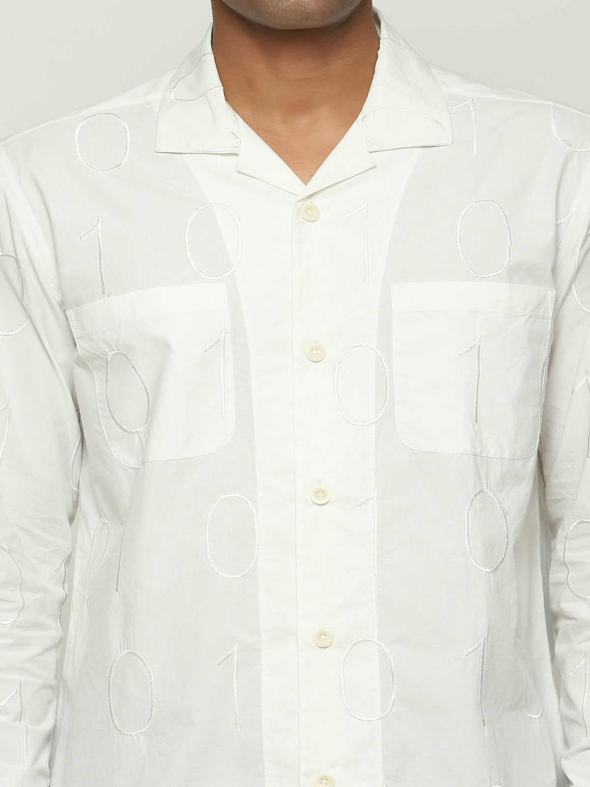 Tonal Ebroidered Code Shirt