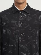 News Print Shirt Jacket