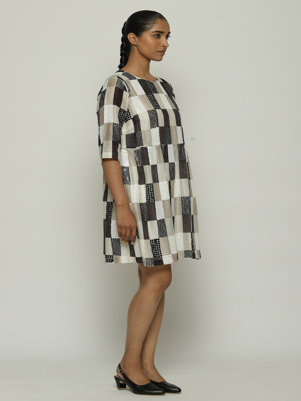 Print & Sequins Blocks (B/W) Dress