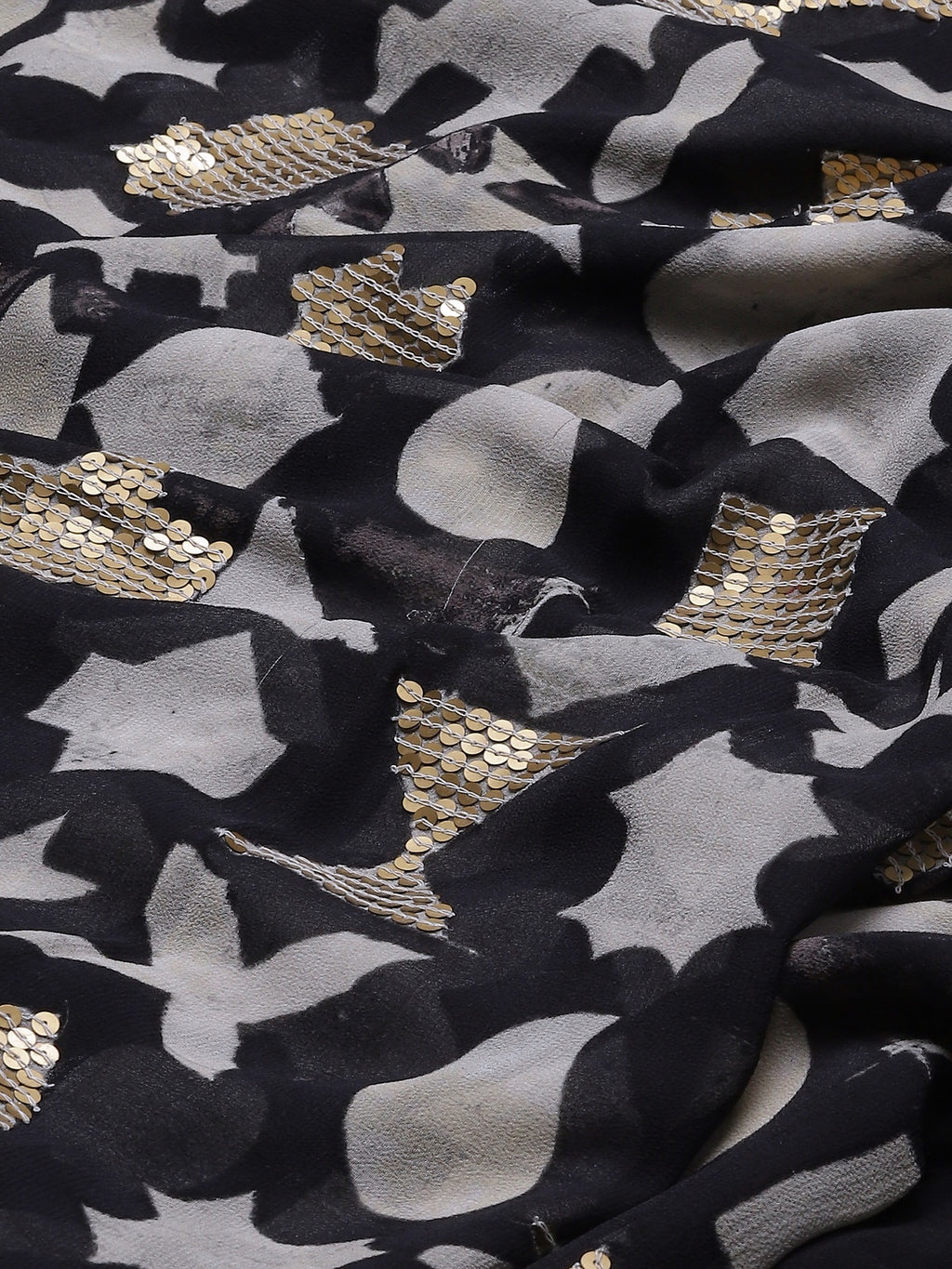 Symbol Print  & Sequins Tapered Pant
