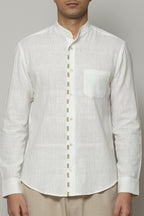 Block Printed Handspun Handwoven Shirt Parchment