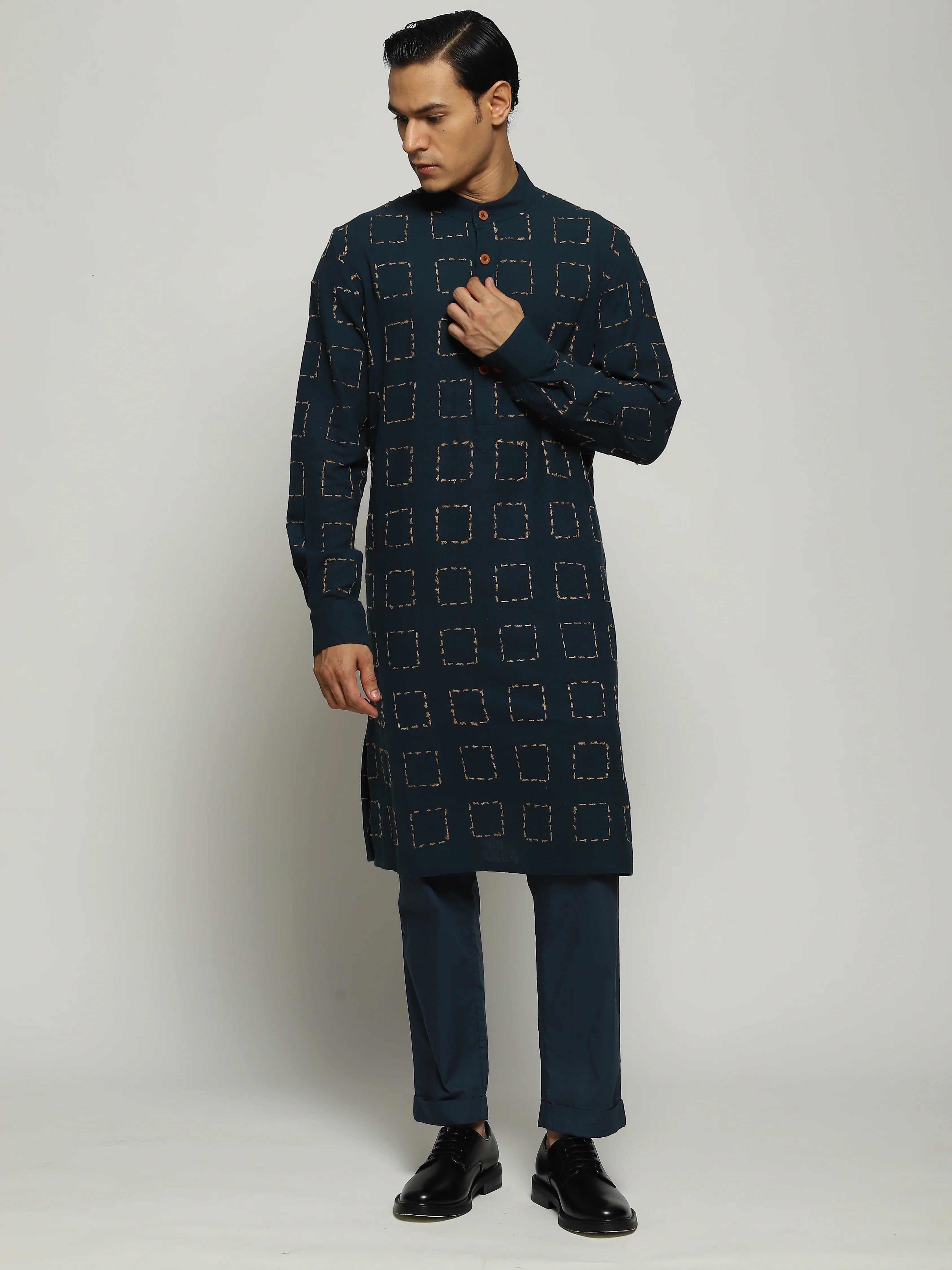 Tussar Checks Long Kurta