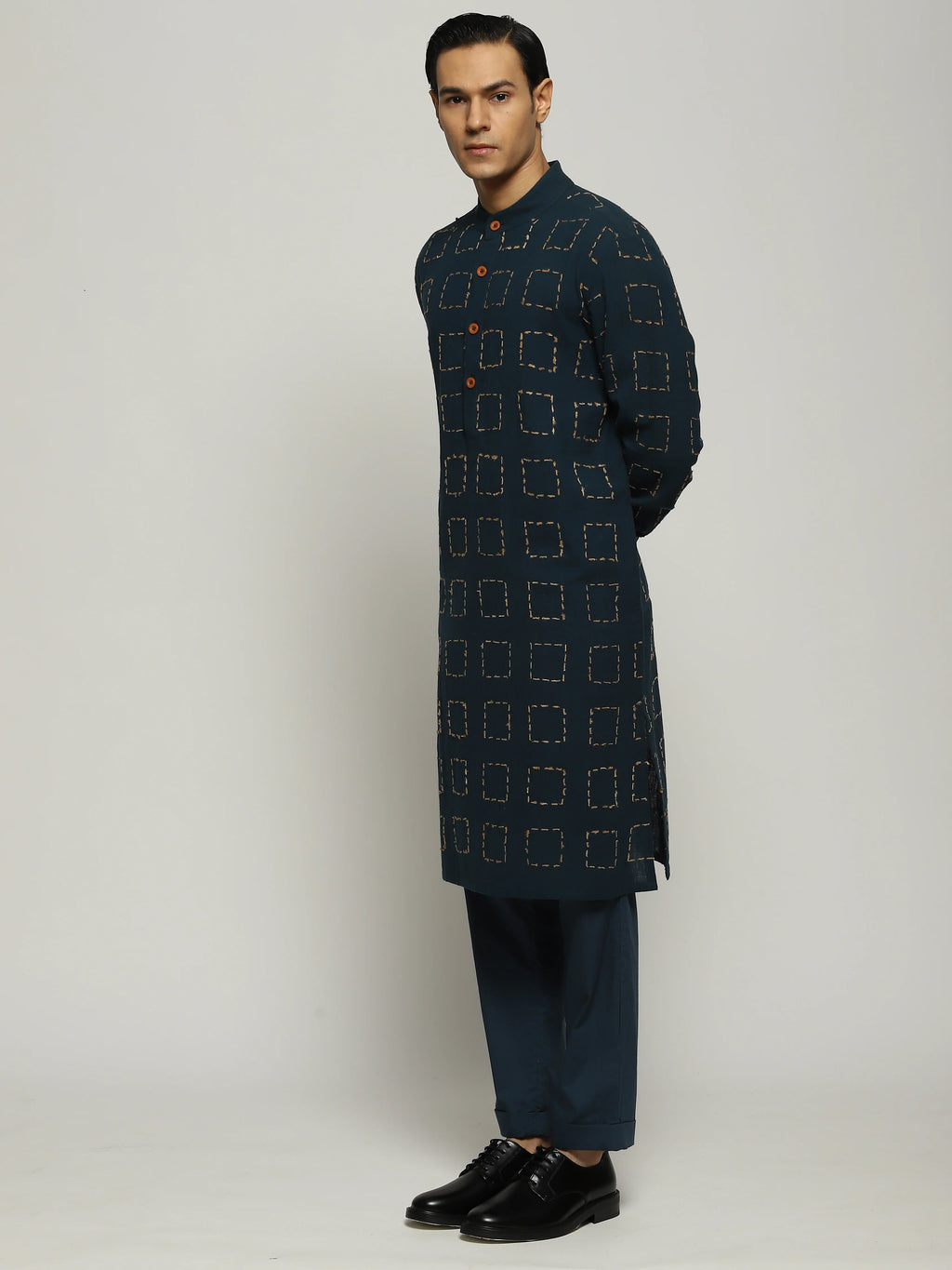 Tussar Checks Long Kurta