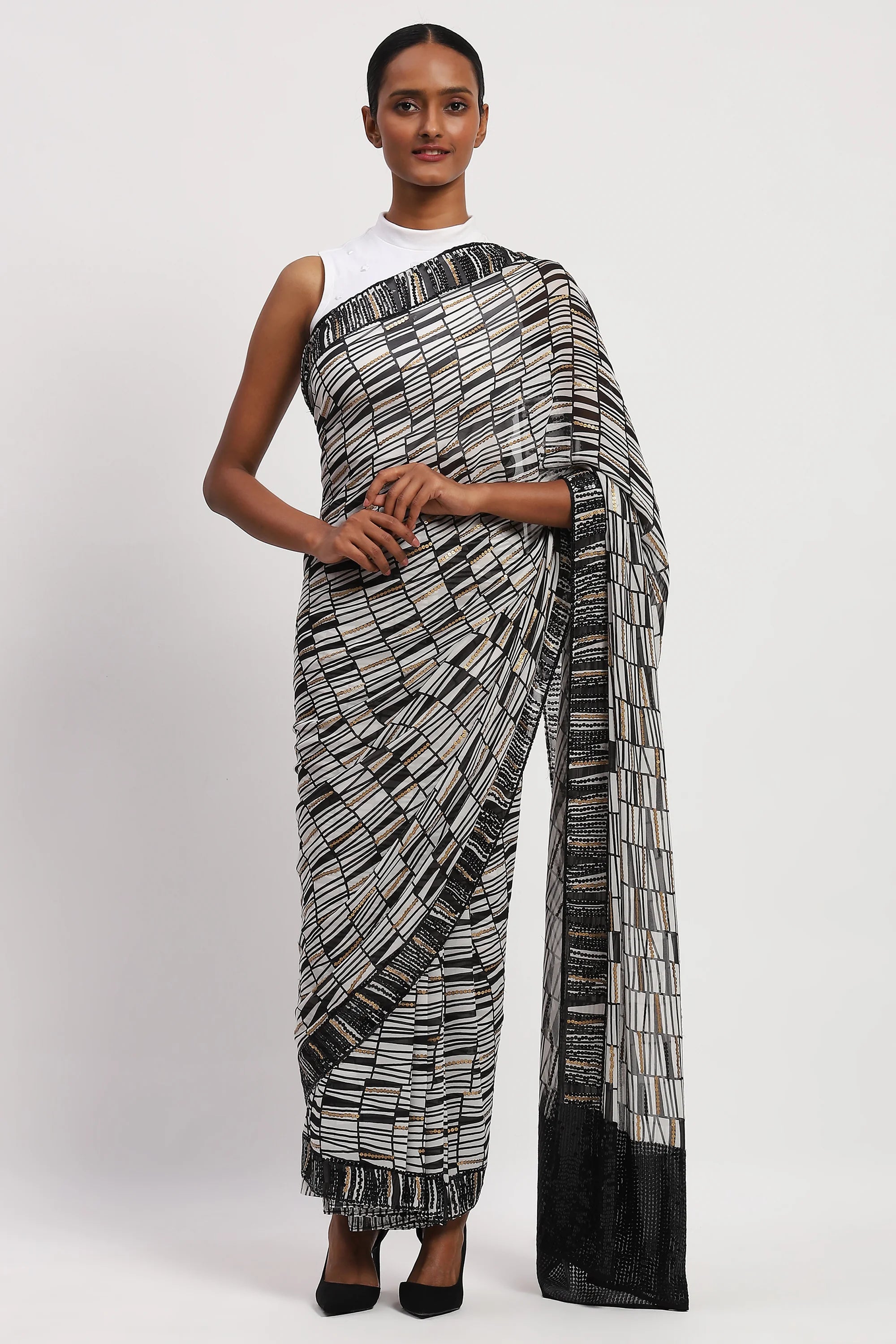 Broken Lines Sari