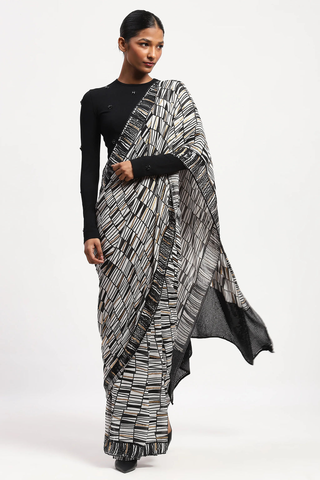 Broken Lines Sari