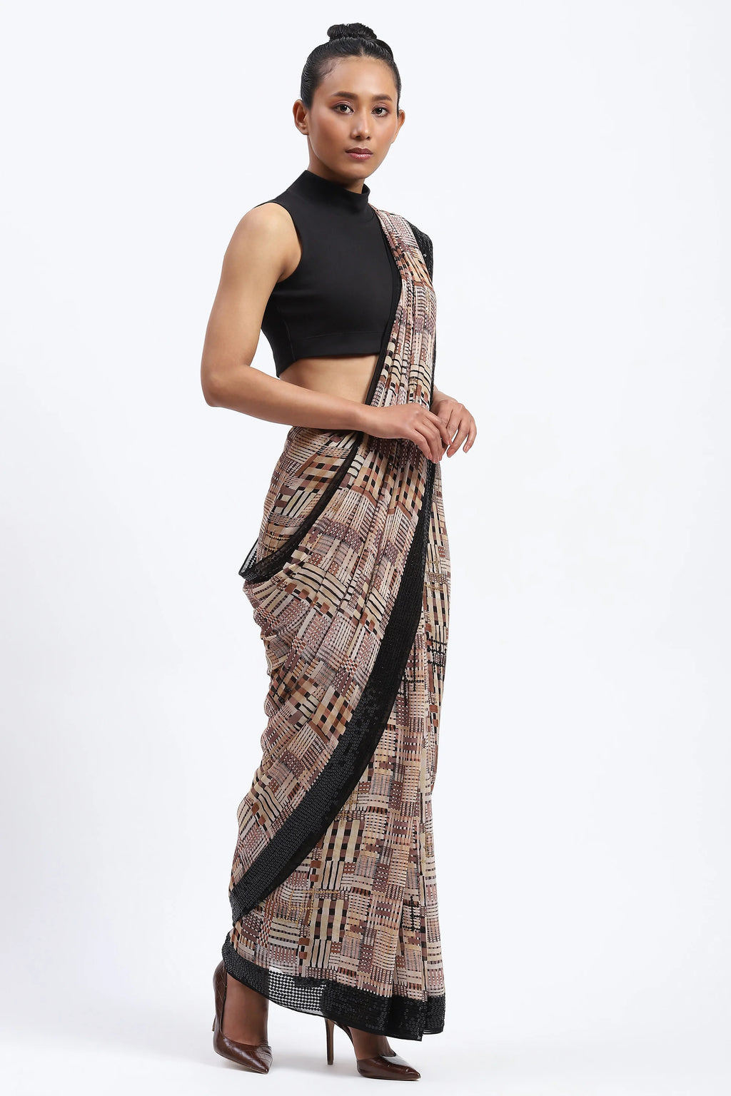 Handpainted Checks Sari