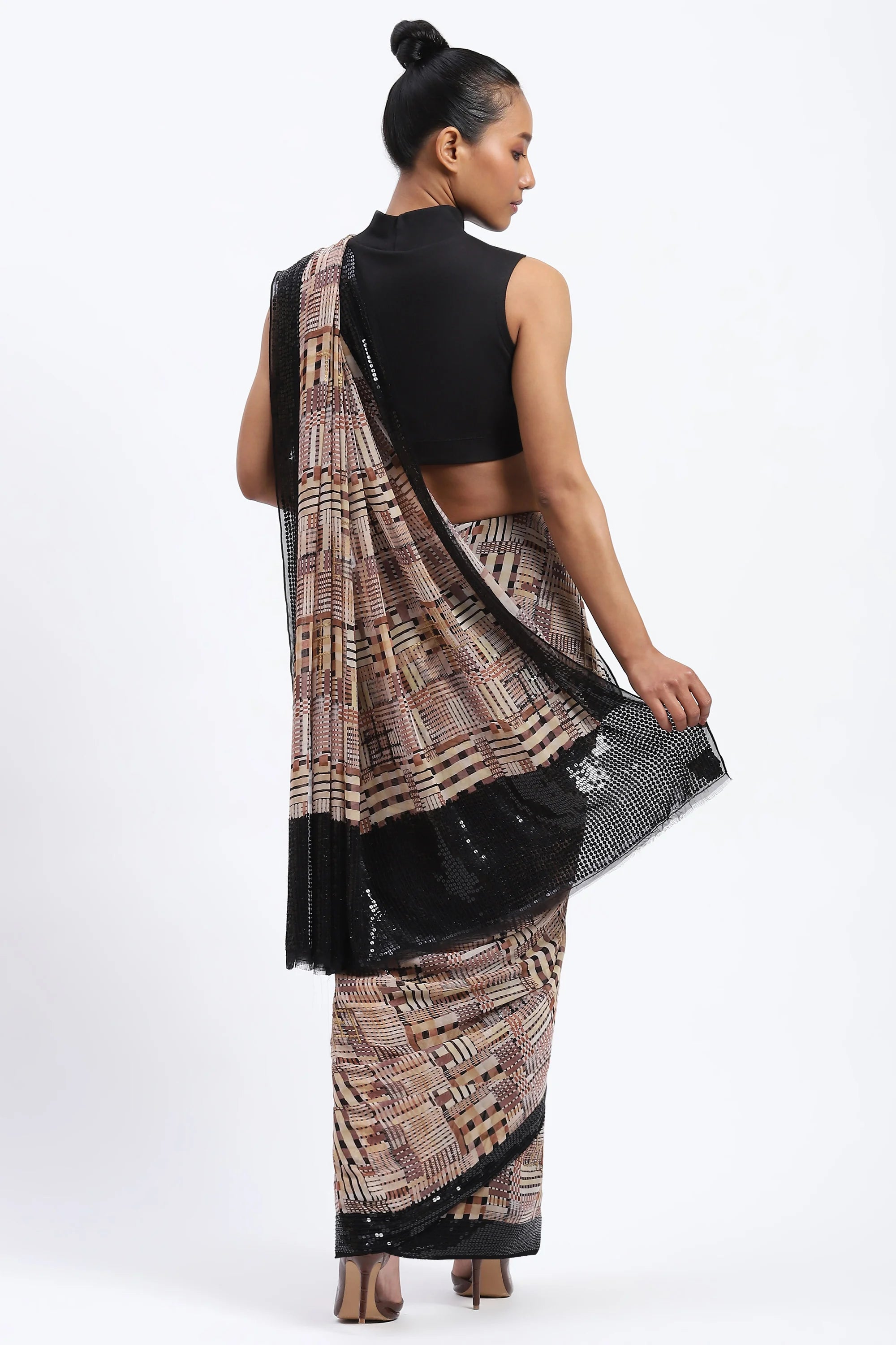 Handpainted Checks Sari