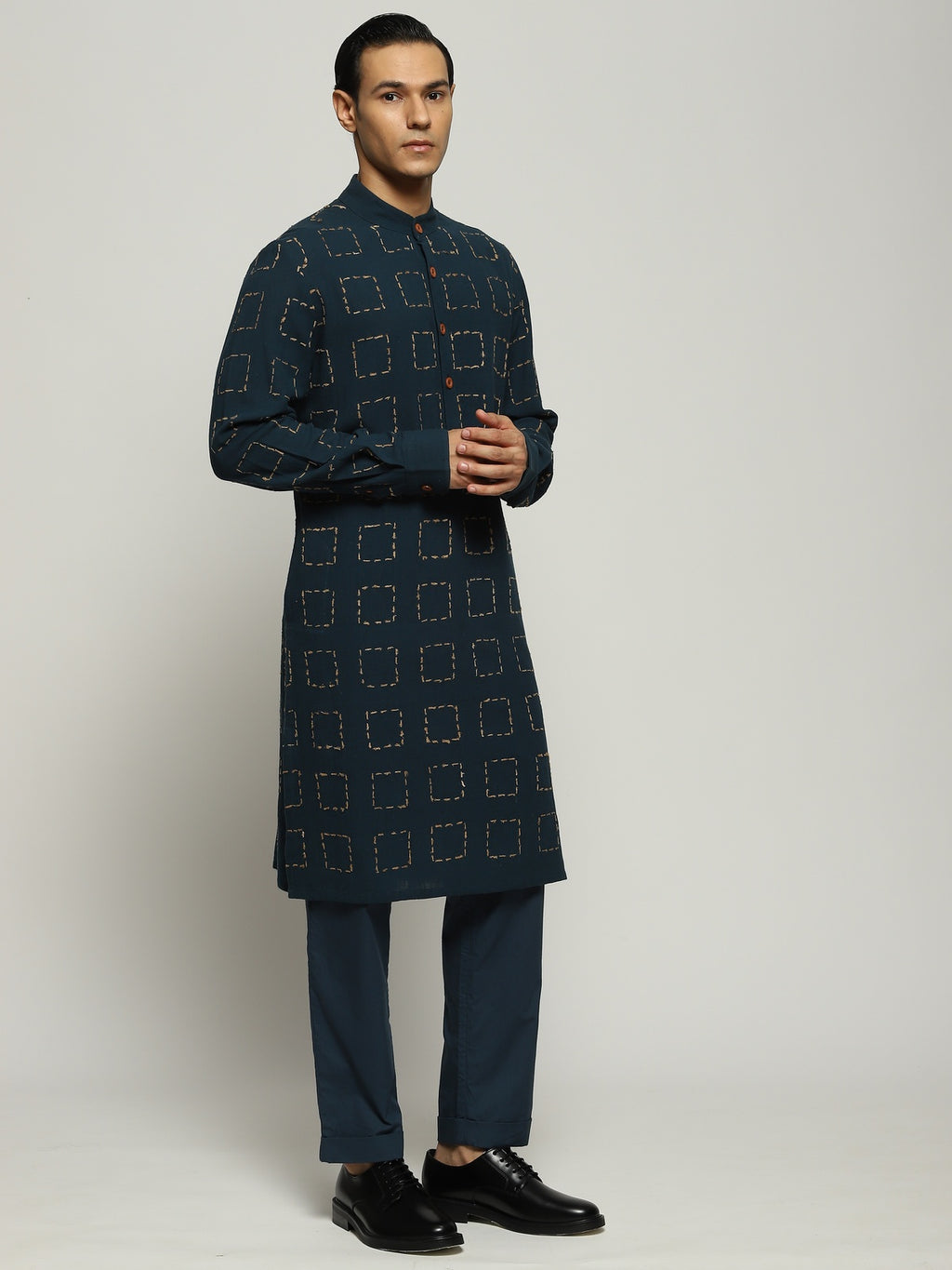 Tussar Checks Long Kurta