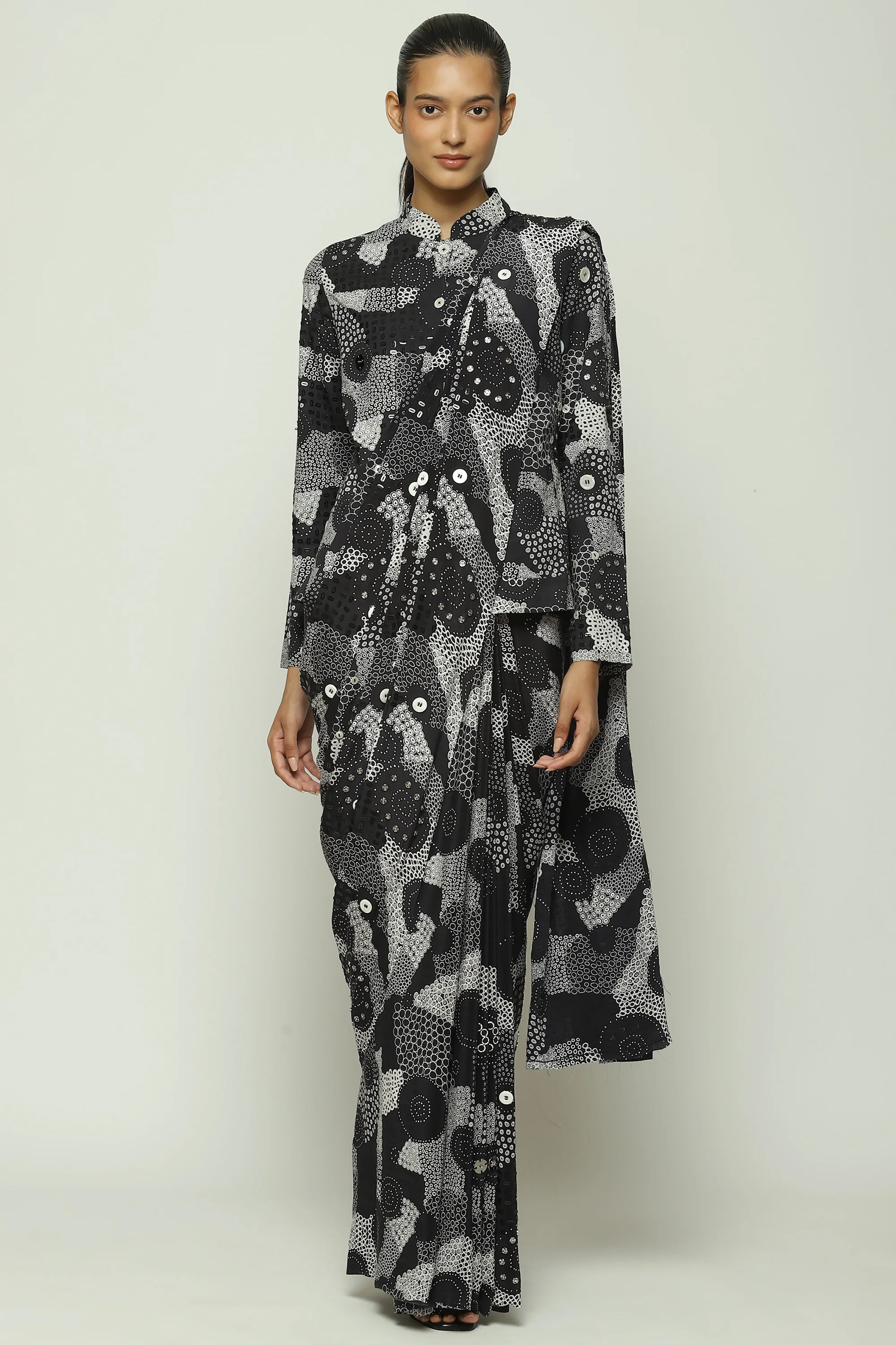 Multi Dots Black Sari