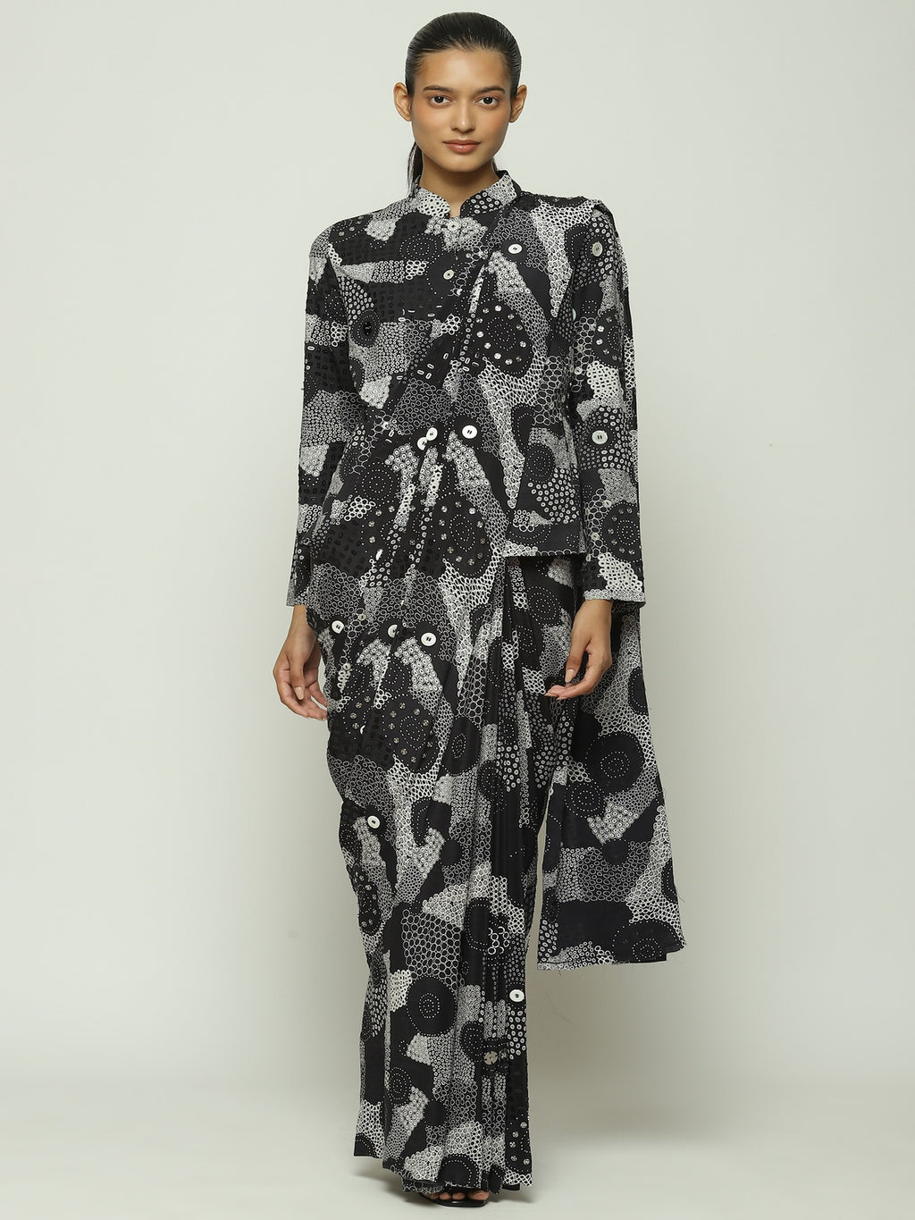 Multi Dots Black Sari