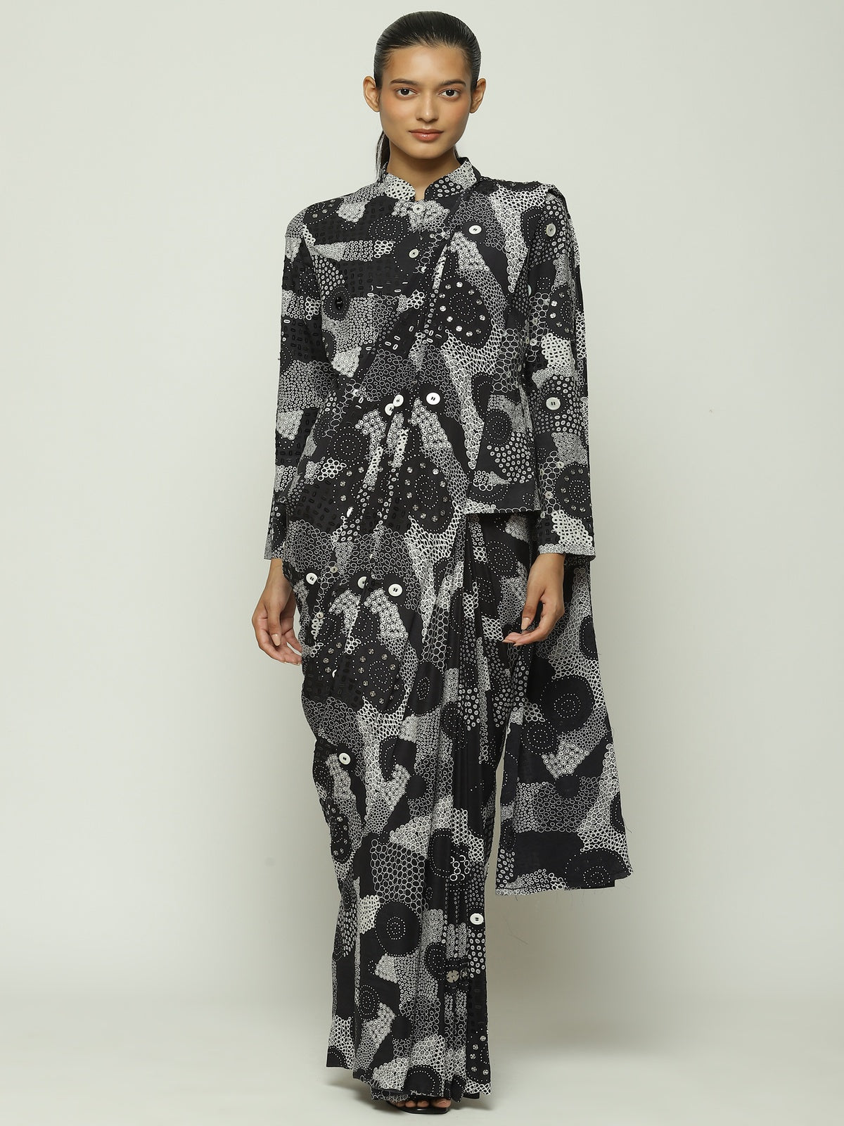 Multi Dots Black Sari