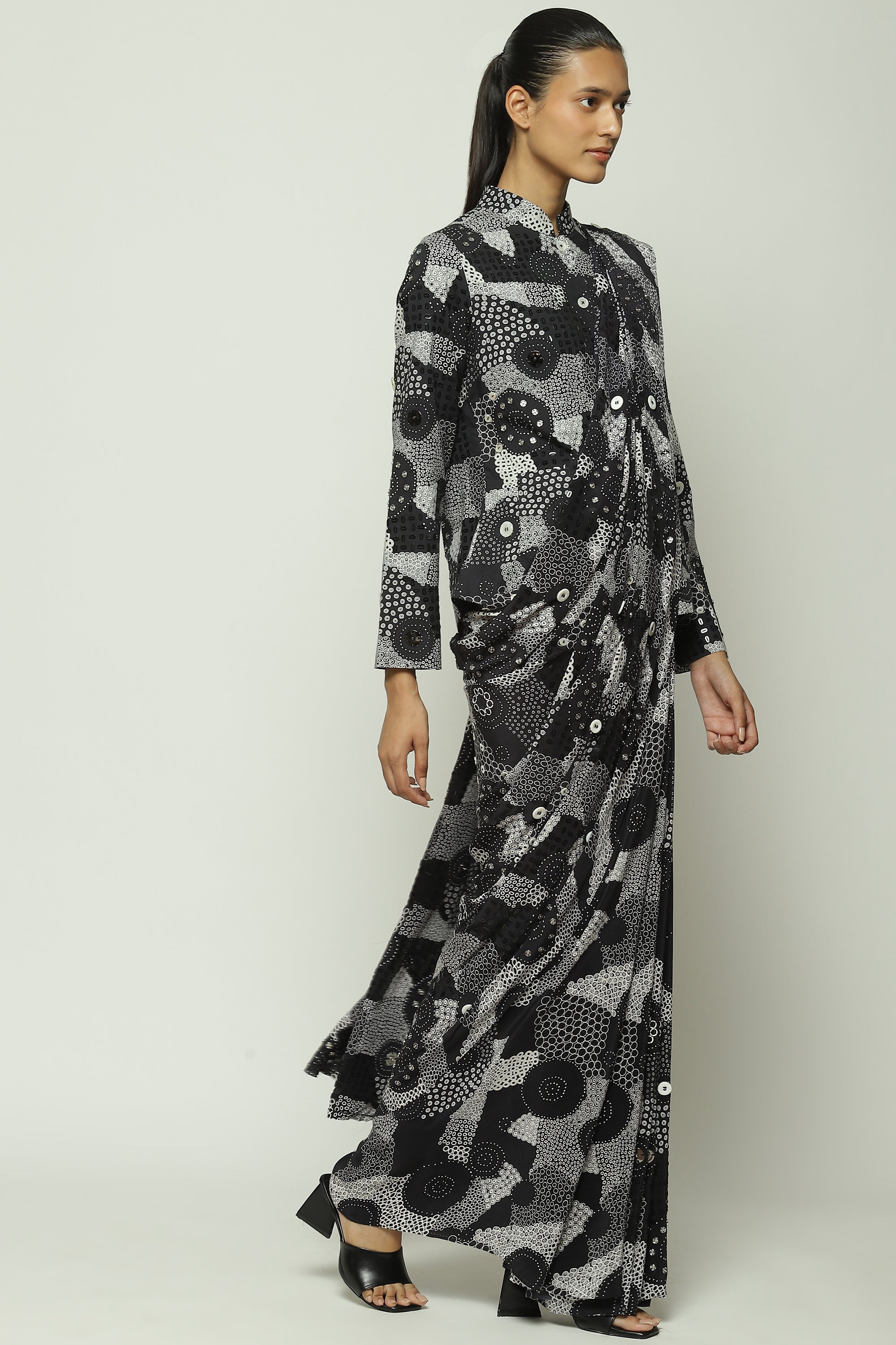 Multi Dots Black Sari
