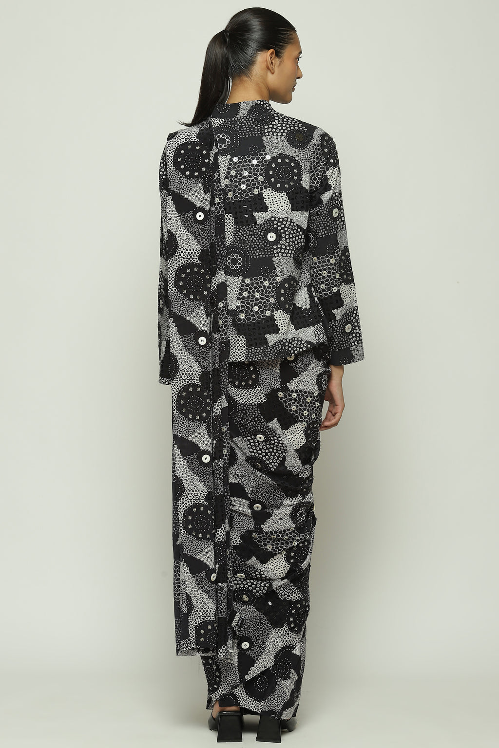 Multi Dots Black Sari