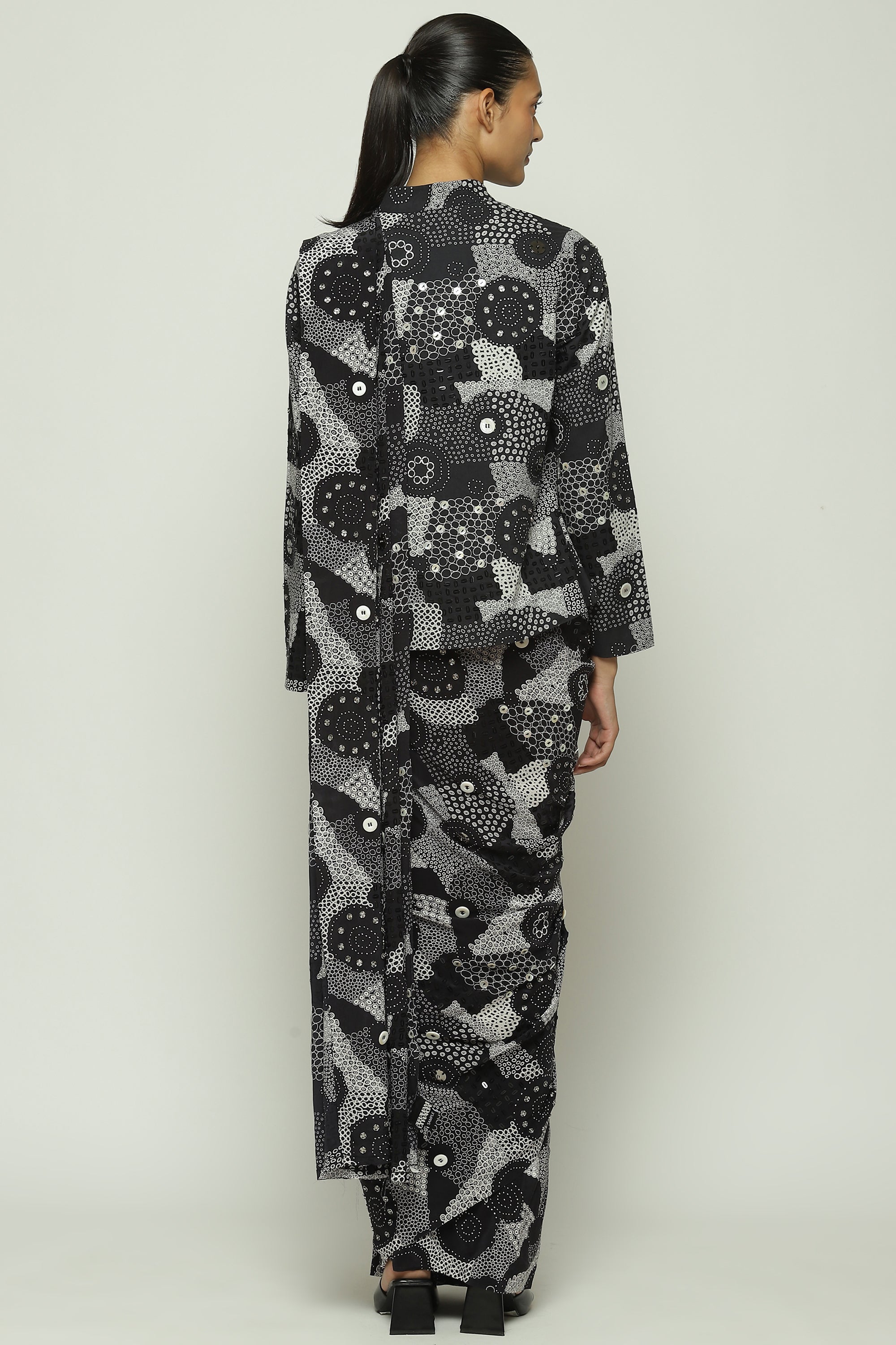 Multi Dots Black Sari
